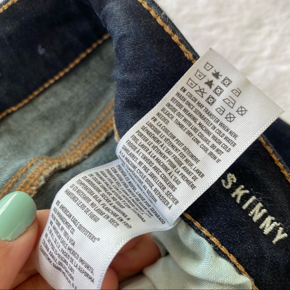 AEO Dark Wash Long Super Stretch Skinny Jeans - Picture 6 of 8